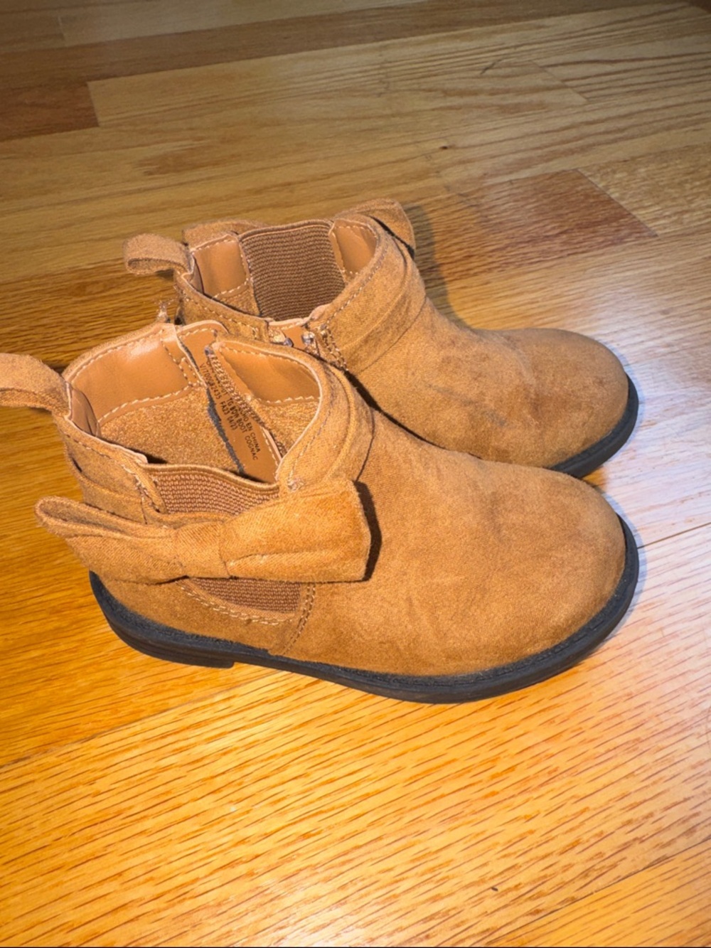 GAP Toddler Brown Suede Ankle Boots with Bow Accent